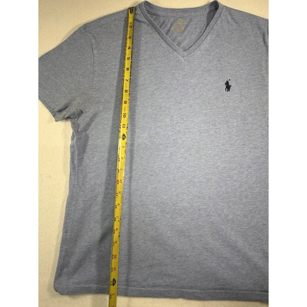 Polo Ralph Lauren Men Small Blue Heather V-Neck T-Shirt Pony Logo Cotton Tee S